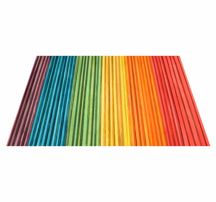 Covor vinil lemn straturi cu dungi curcubeu - TenStickers