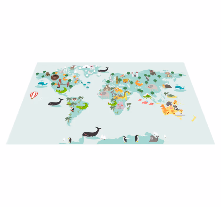 Covor de vinil pentru copii nordic turcesc worldmap - TenStickers