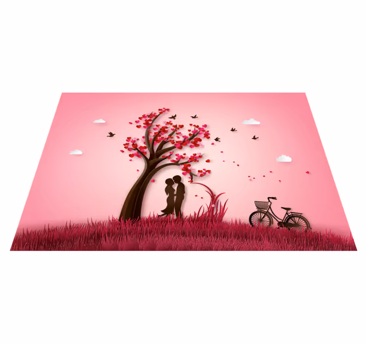 Covor vinil flori și plante scenă romantică cu copac - TenStickers