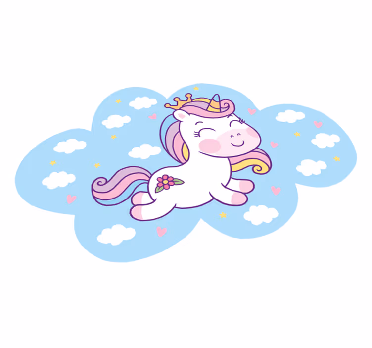 Covor de vinil pentru copii jocul cu norul unicorn - TenStickers