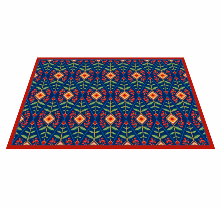 Covor de vinil geometric cu motiv geometric botanic - TenStickers