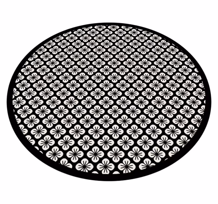 Covor vinil flori și plante motiv floral negru - TenStickers