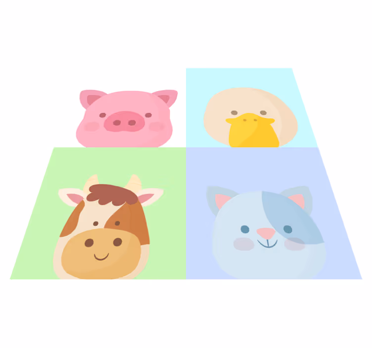 Covor de vinil pentru copii fețe drăguțe de animale - TenStickers