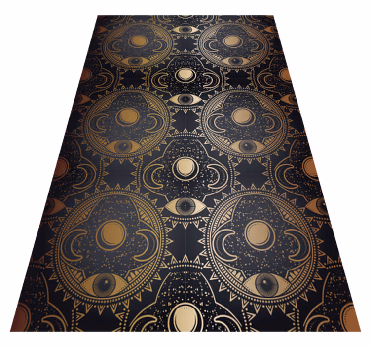 Covor vinil mandala motiv negru celest - TenStickers