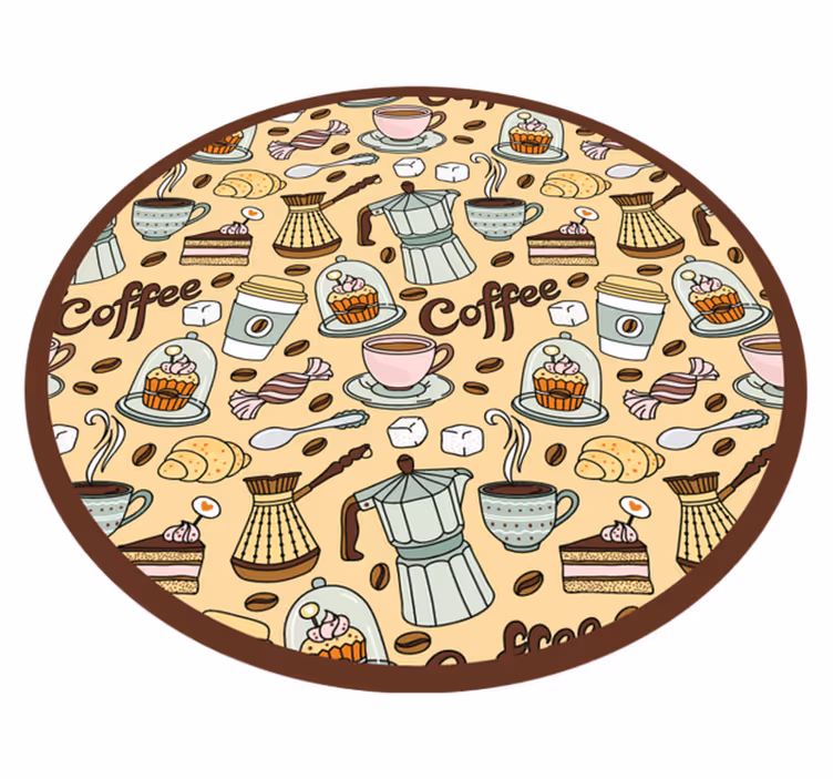 Covor de vinil pentru bucătărie design rotund de cafea - TenStickers
