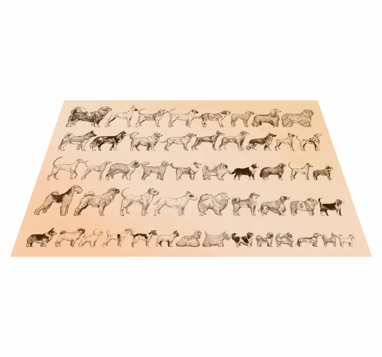 Covor vinil animal ilustrații de câini bej - TenStickers