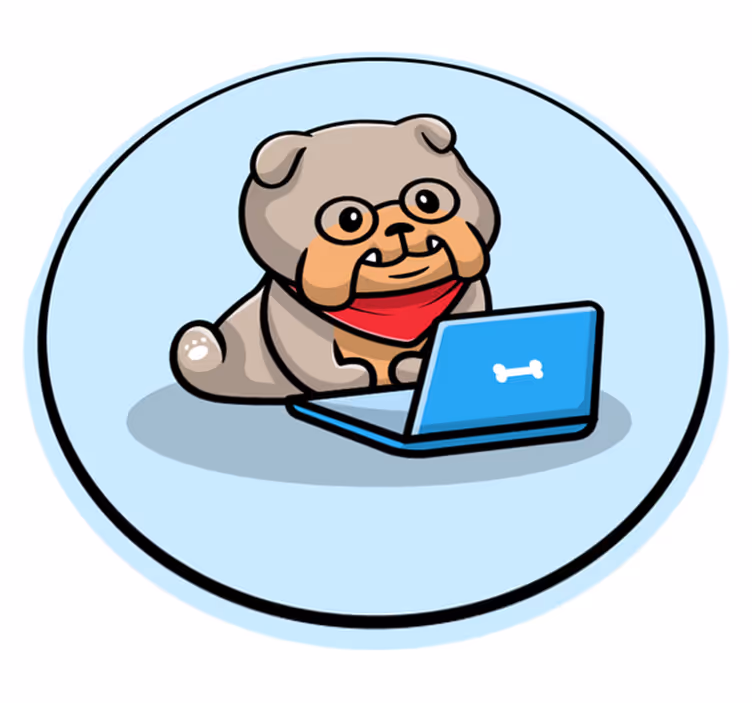 Covor vinil animal cățeluș cu calculator - TenStickers