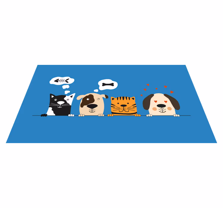 Covor vinil hol intrare expresii drăguțe de animale - TenStickers