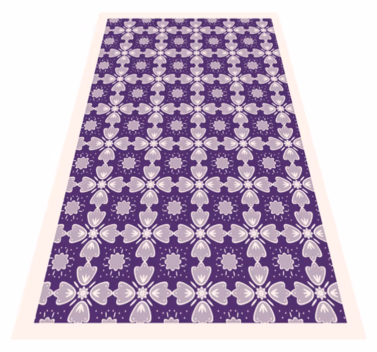 Covor vinil flori și plante design de țiglă violet - TenStickers