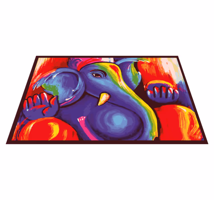 Covor vinil animal opere de artă colorate cu elefanti - TenStickers