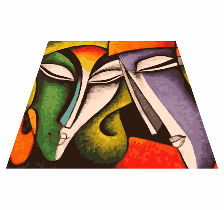 Covor vinil dormitor portrete abstracte vibrante - TenStickers