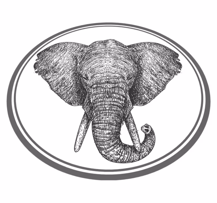 Covor vinil animal contur de elefant gri - TenStickers