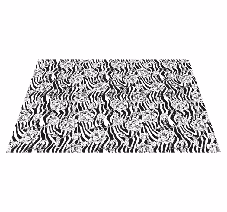 Covor de vinil cu imprimeu animal zebra și flori - TenStickers
