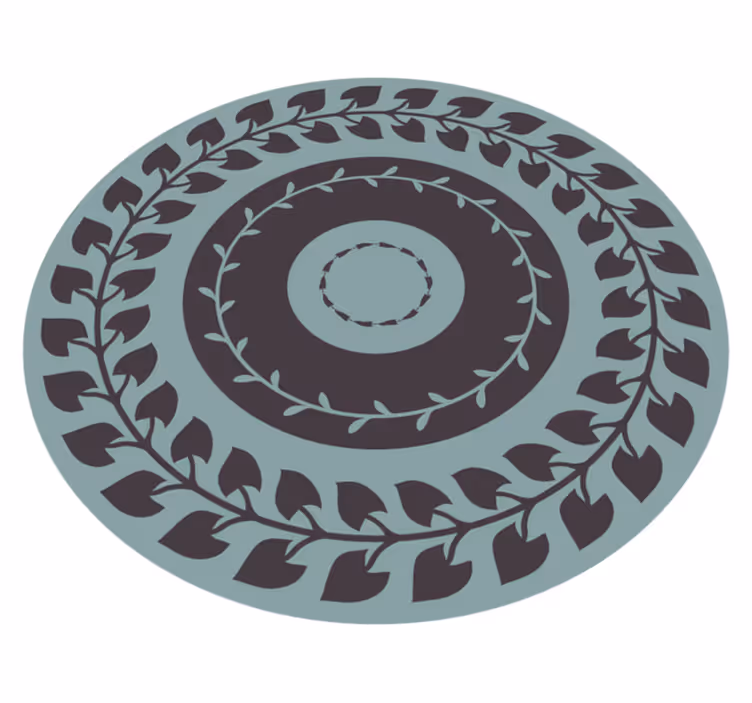 Covor vinil cu aspect de natura model circular cu frunze - TenStickers