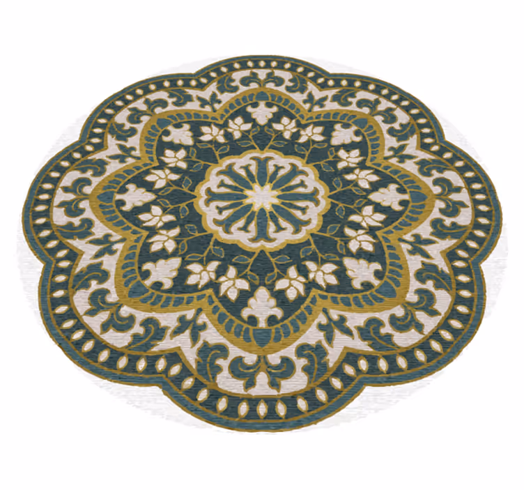 Covor vinil mandala motiv floral circular verde - TenStickers