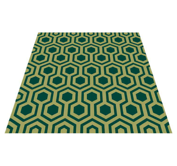 Covor de vinil geometric elemente hexagonale verzi - TenStickers