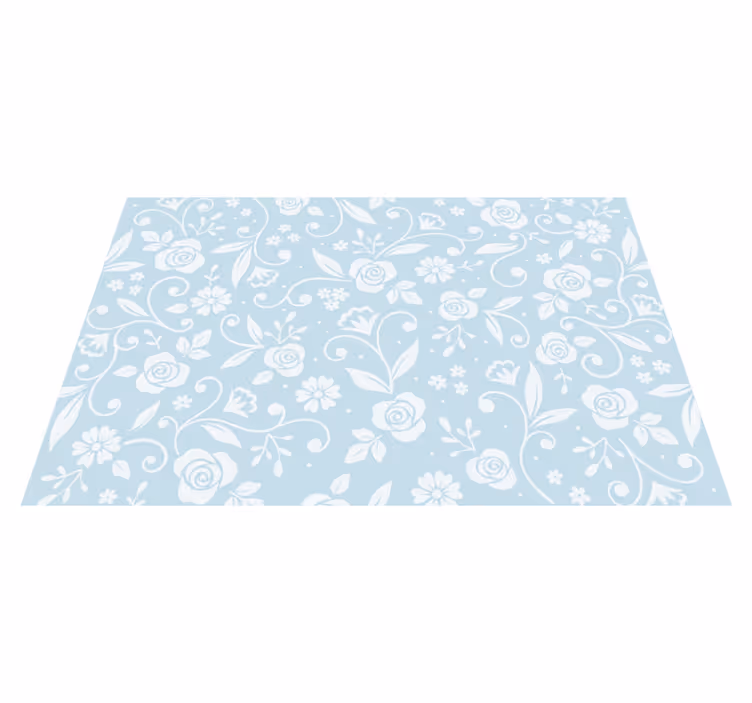 Covor vinil flori și plante albastru cu model floral - TenStickers