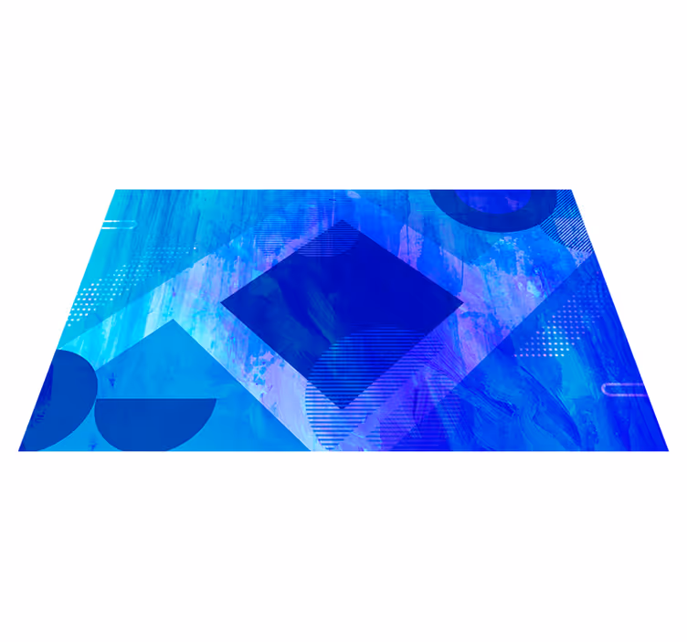 Covor vinil minimalist motive geometrice albastre - TenStickers