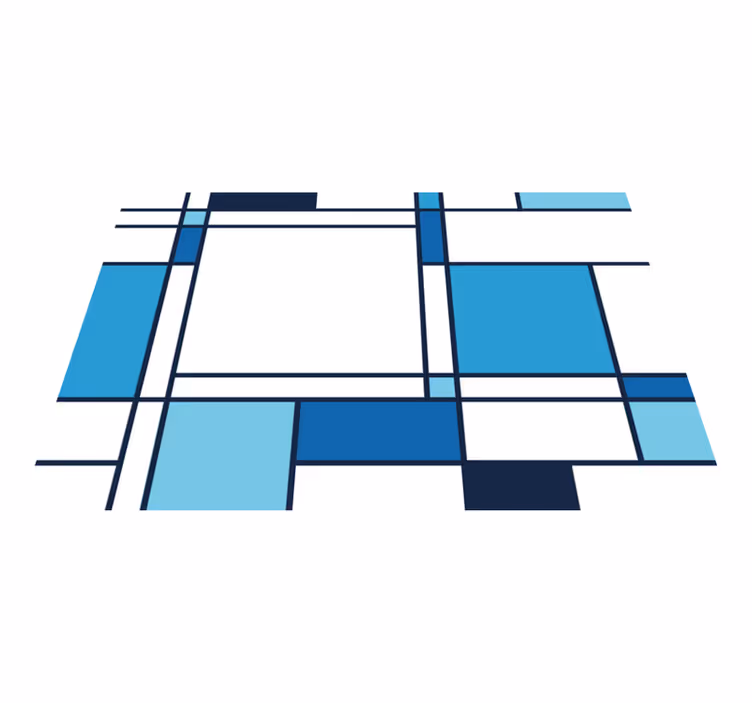 Covor vinil modern motiv geometric albastru - TenStickers