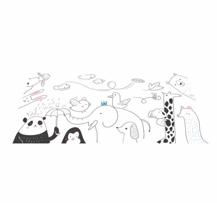 Covor de vinil pepiniere prieteni minimalisti ai animalelor - TenStickers