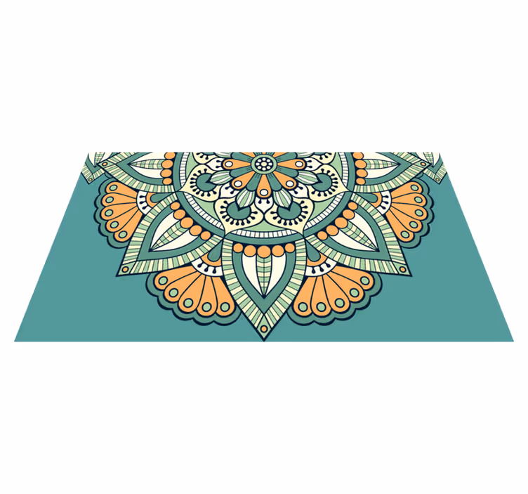 Covor vinil mandala motiv floral pe jumătate - TenStickers