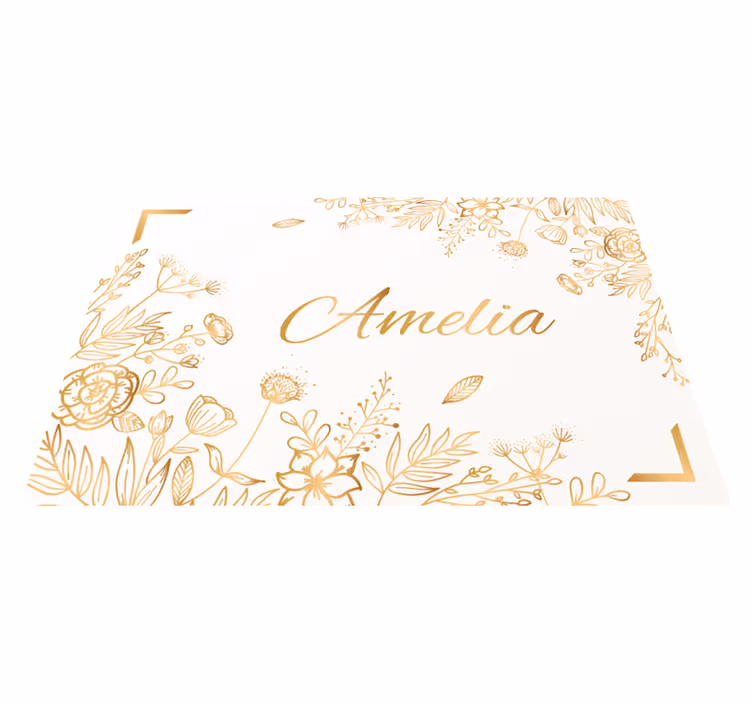 Covor de vinil cu nome bun venit personalizat floral - TenStickers