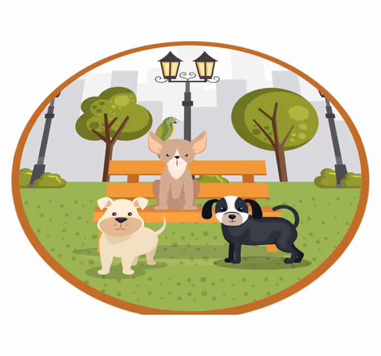 Covor vinil animal câini în parc - TenStickers