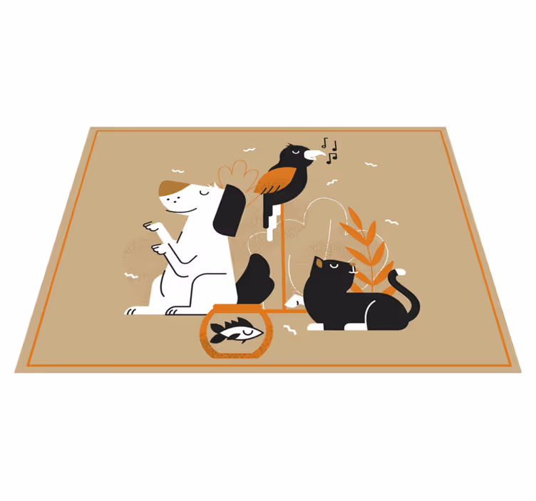 Covor vinil animal ilustrație bej pentru animale de companie - TenStickers
