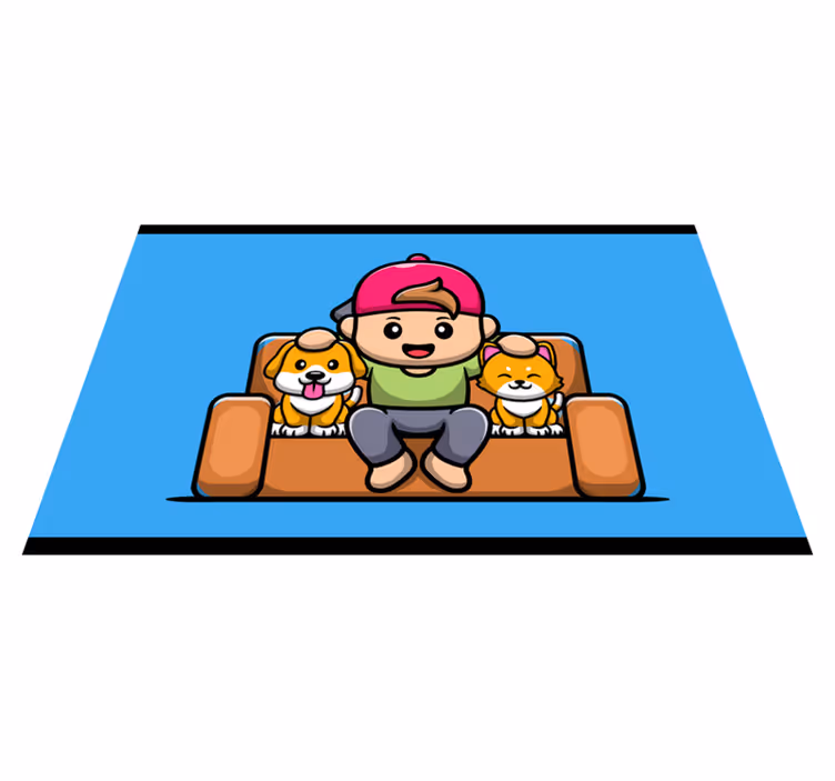 Covor de vinil pentru copii băiat cu animale de companie - TenStickers