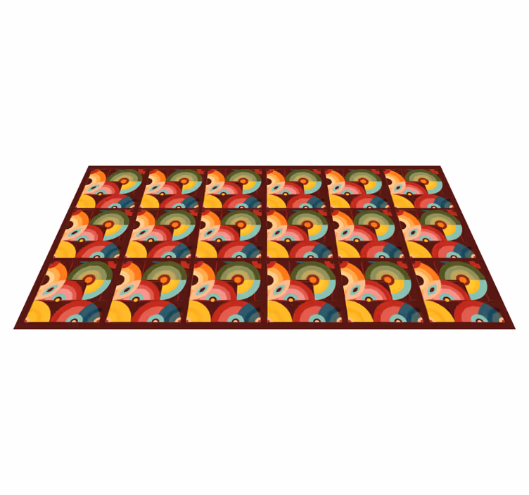 Covor de vinil epocă forme circulare retro colorate - TenStickers