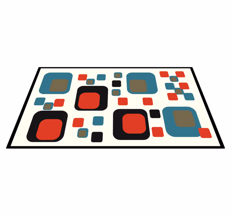 Covoare geometrice pătrate albastre și negre din anii '70 - TenStickers