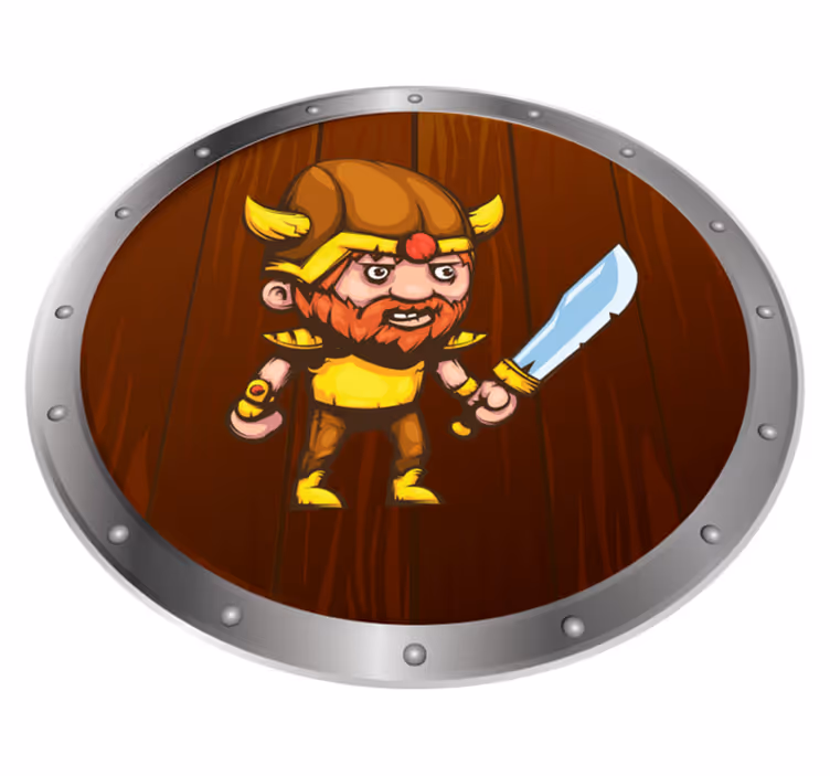 Alții covor de vinil războinic viking pe suprafață maro - TenStickers