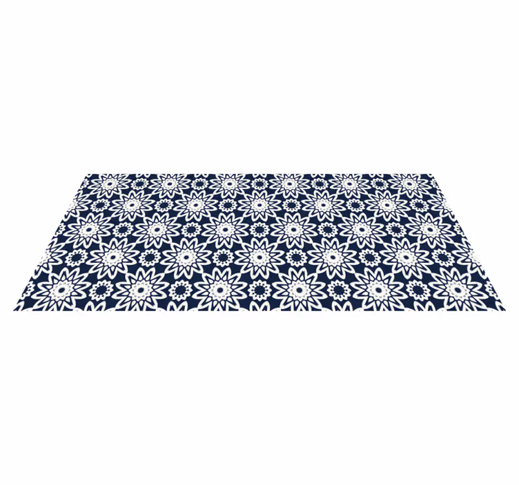 Covor de vinil pentru bucătărie design floral bleumarin - TenStickers