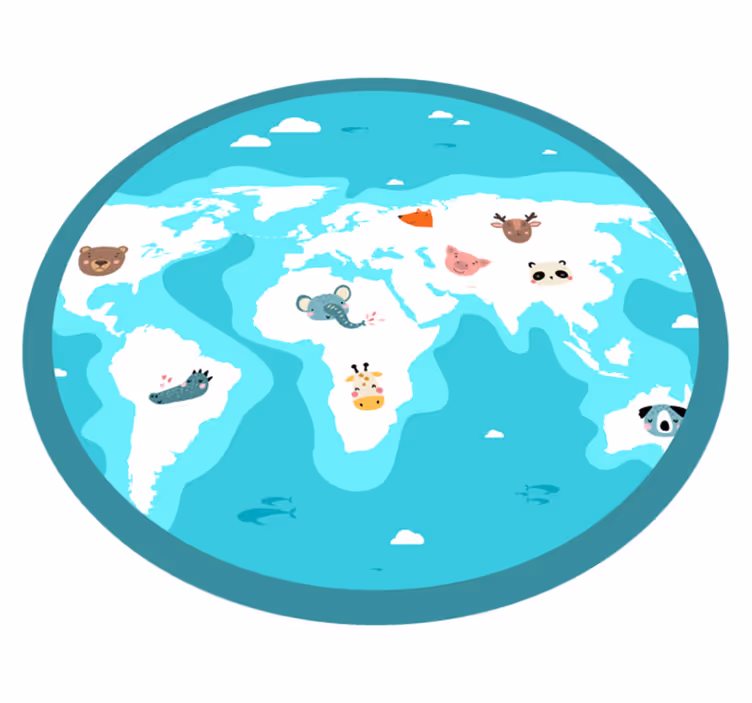 Alții covor de vinil harta animalelor din lume - TenStickers