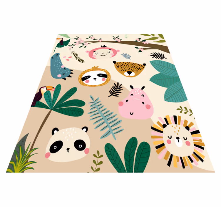 Copii jungla animale și copaci covor de vinil pentru copii - TenStickers