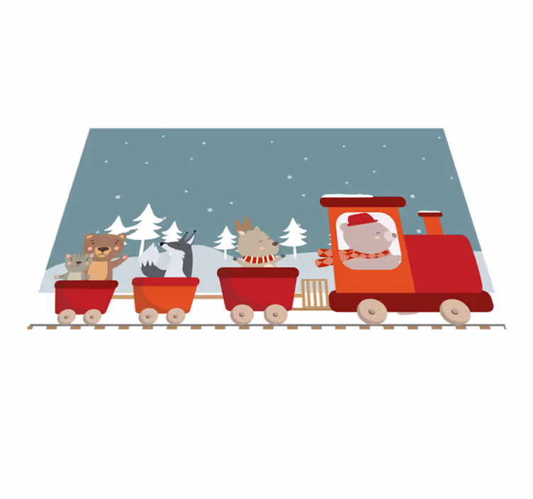 Alții covor de vinil aventură cu trenul cu animale - TenStickers