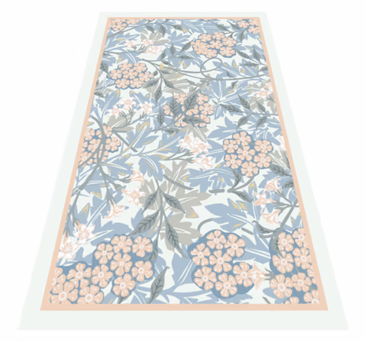 Covor de bucatarie plante albe si albastre nordic vinil covor - TenStickers