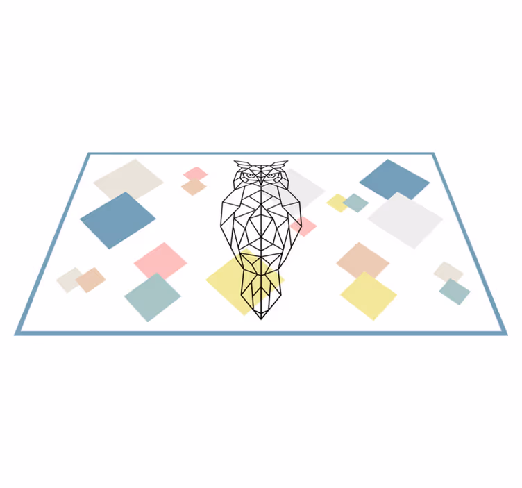 Imprimare bufniță pe forme geometrice covor nordic din vinil - TenStickers
