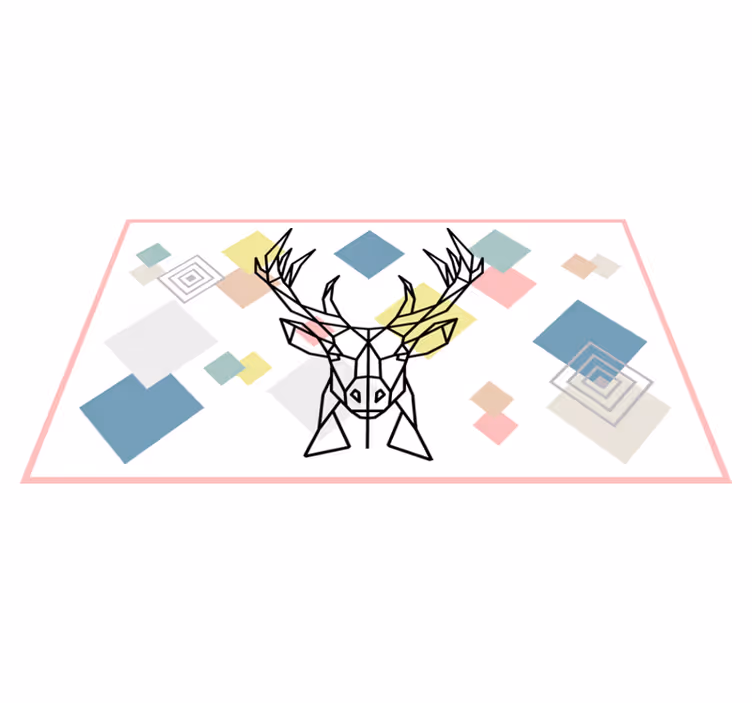 Imprimare cap de cerb pe forme geometrice covor de vinil - TenStickers
