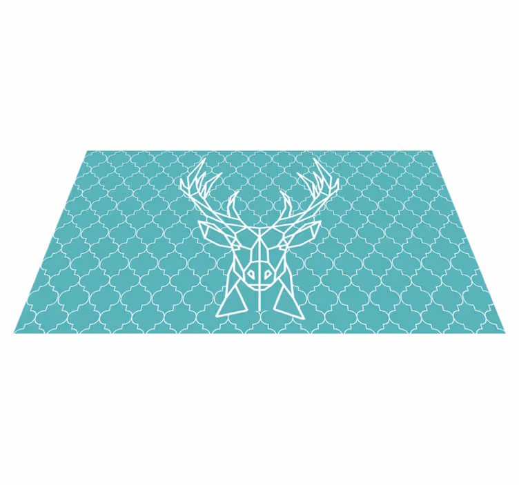 Covor vinil animal cerb origami turcoaz - TenStickers