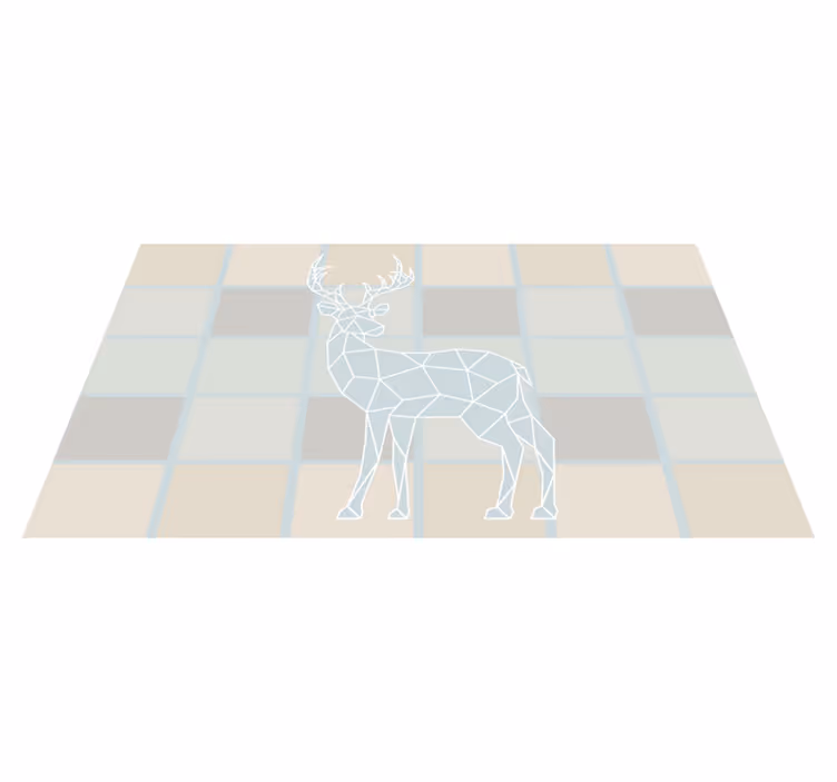 Covor vinil animal motiv de cerb origami - TenStickers
