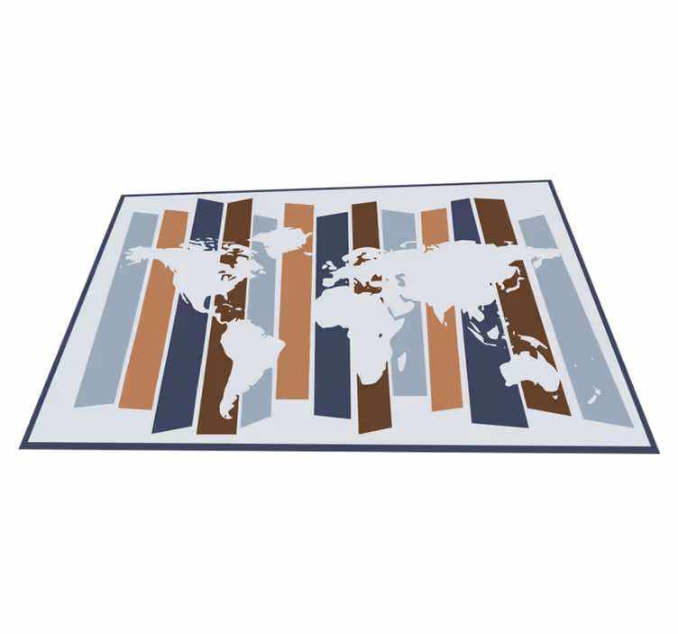 Covor de vinil harta lumii motiv abstract cu dungi - TenStickers