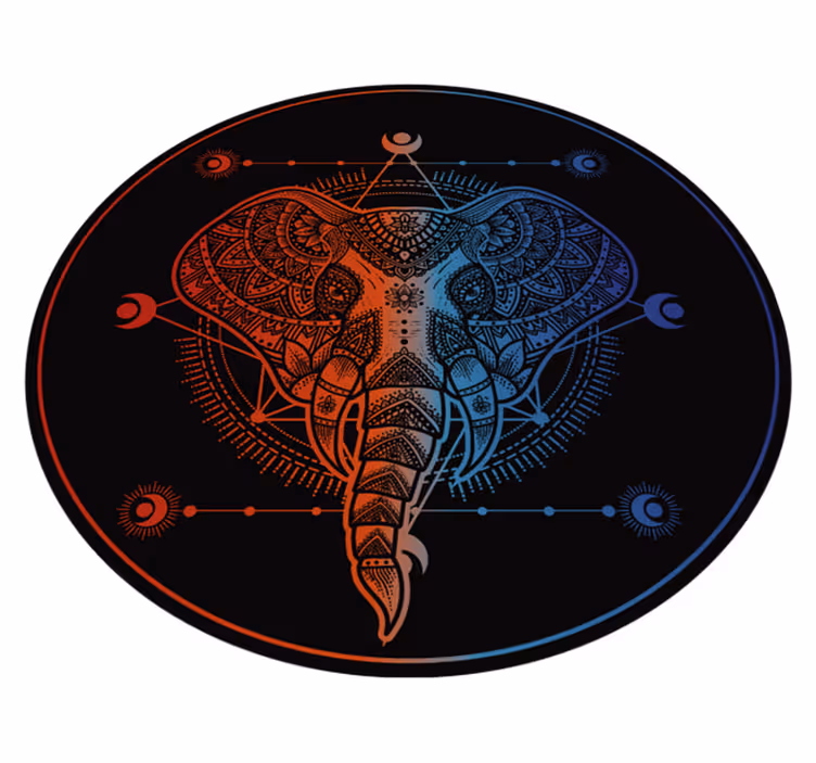 Covor vinil mandala artă cu elefanti - TenStickers