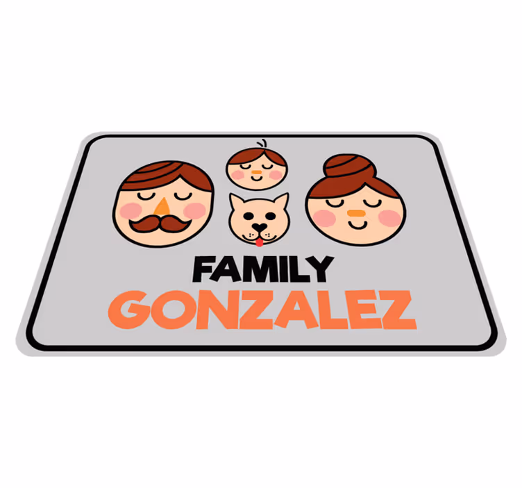 Covor de vinil cu nome portret de familie personalizat - TenStickers