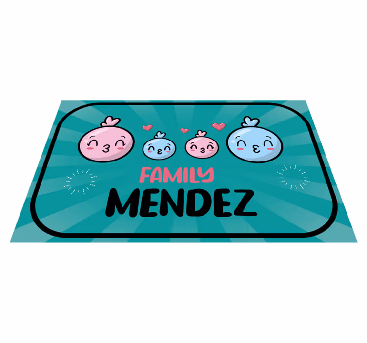 Covor vinil hol intrare baloane cu apă cu numele de familie - TenStickers