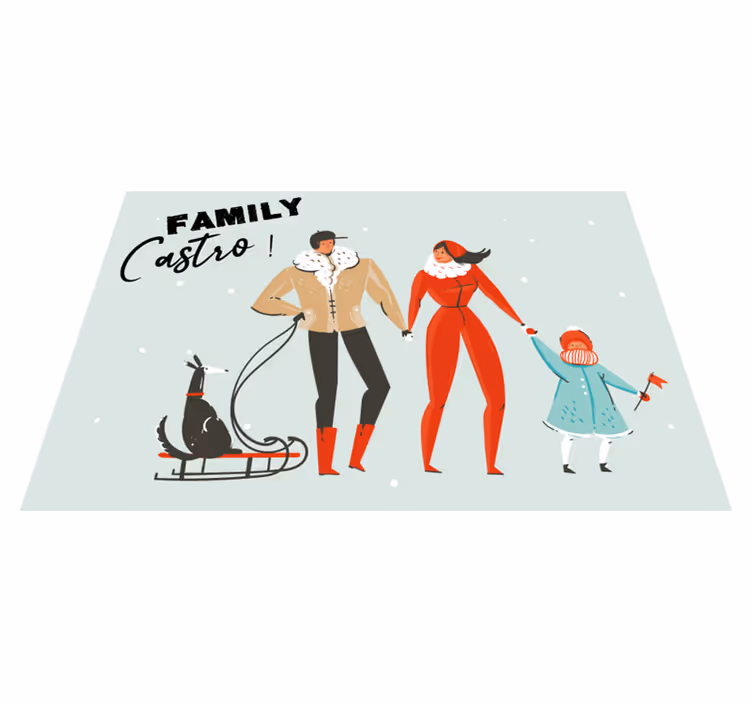 Covor de vinil cu nome familie de iarnă personalizată - TenStickers