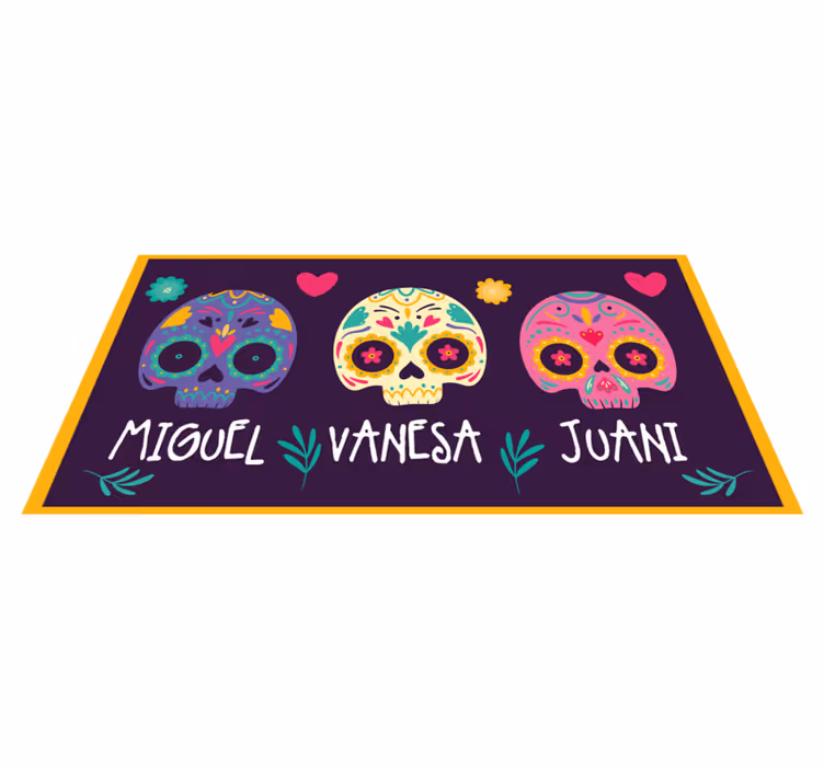 Covor vinil hol intrare cranii colorate personalizate - TenStickers