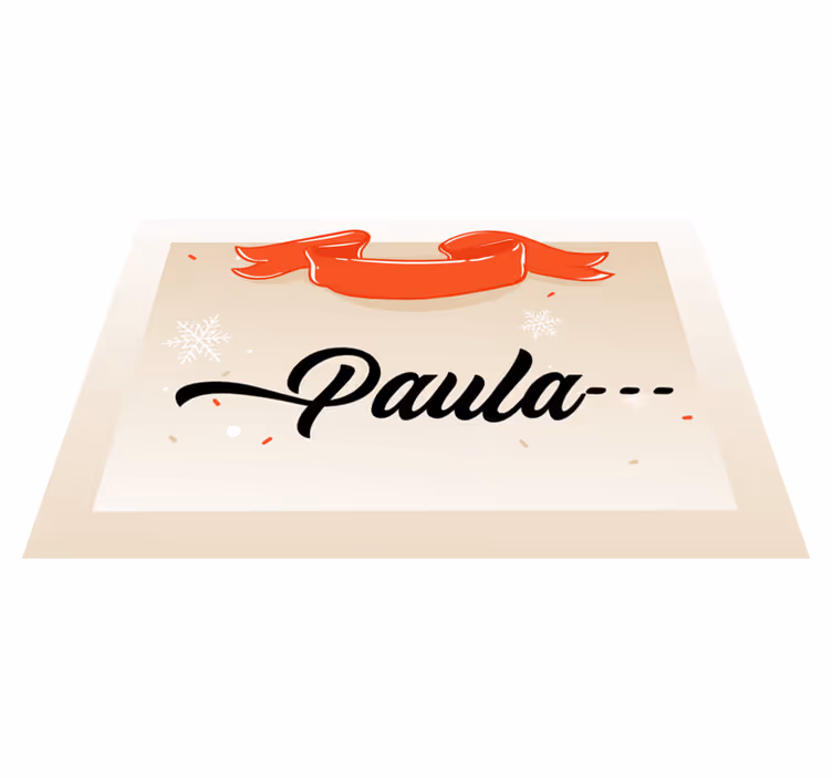 Covor vinil Crăciun nume personalizat cu design bej - TenStickers