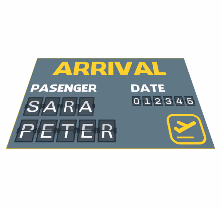 Covor de vinil cu nome bilet de avion de sosire - TenStickers