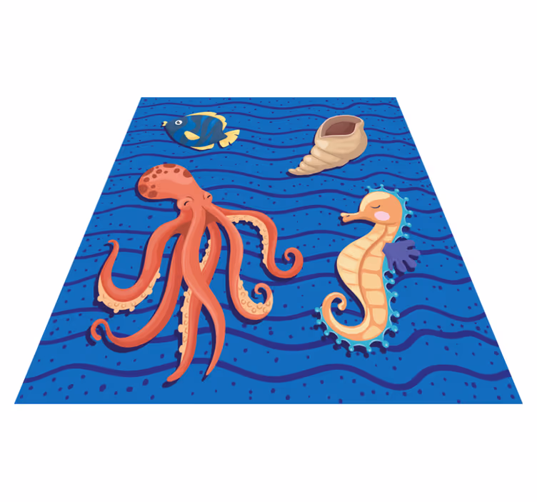 Covor de vinil pentru copii joacă cu animalele oceanice - TenStickers